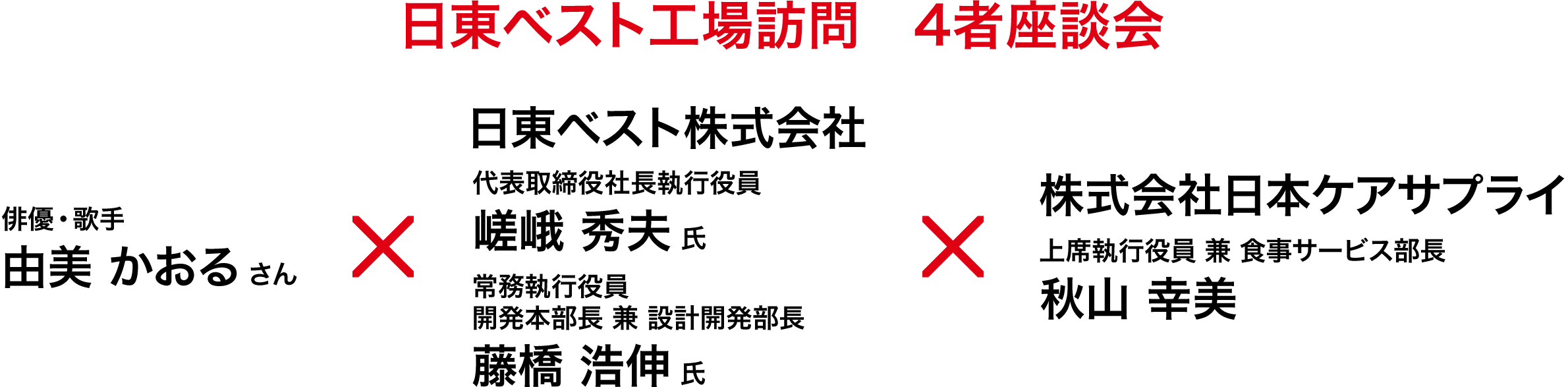 日東ベスト工場訪問 由美かおるさん・日東ベスト株式会社・株式会社日本ケアサプライ 4者座談会